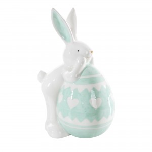 Decoratiune din dolomita Heti Alb / Verde Mint, L9xl12xH19 cm