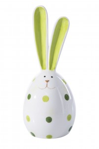Decoratiune din dolomita Nati Bunny Alb / Verde, Ø9xH16 cm