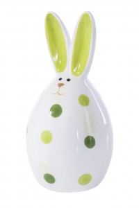 Decoratiune din dolomita Nati Bunny Smaller Alb / Verde, Ø5xH11 cm