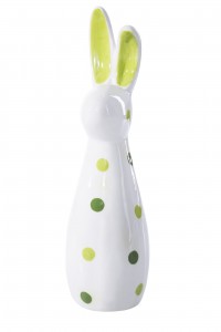 Decoratiune din dolomita Nati Bunny Tall Alb / Verde, Ø6xH22 cm