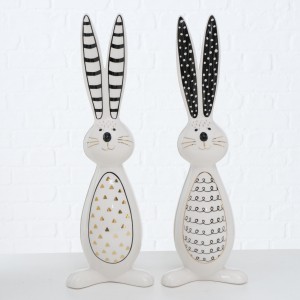 Decoratiune din dolomita Niklas Alb / Negru, Modele Asortate, L14xl11xH42 cm