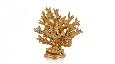 Decoratiune din gips, Matilda Coral Auriu, l9xA9xH16 cm