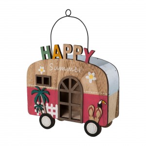Decoratiune din lemn Caravan Summertime Multicolor, L18xl6xH18 cm