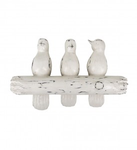 Decoratiune din lemn de albasia, Ethnic Birds Ivoir, L48xl10xH30 cm