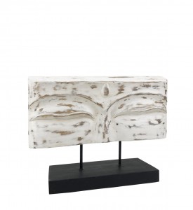 Decoratiune din lemn de albasia, Ethnic Eye Buddha Natural / Negru, L40xl12xH30 cm