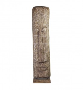 Decoratiune din lemn de tec, Large Totem Natural, L40xl40xH200 cm