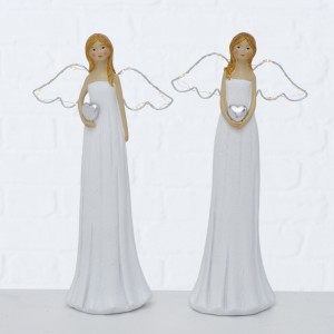 Decoratiune din polirasina cu LED Maret Alb / Argintiu, Modele Asortate, L13xl7xH27 cm