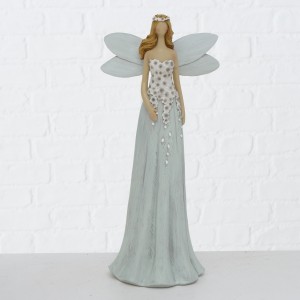 Decoratiune din polirasina Elysa Gri / Alb, l16,5xA11xH37 cm