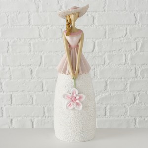 Decoratiune din polirasina Mariana Roz deschis / Alb, l11,5xA9,5xH39 cm