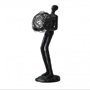 Decoratiune din polirasina si metal, Elegance Negru, L14,5xl9,5xH30,5 cm