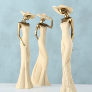 Decoratiune din polirasina Smilla Crem / Auriu, Modele Asortate, l15xA12xH50 cm