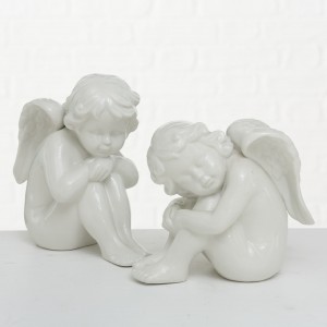 Decoratiune din portelan Mirra Angel Alb, Modele Asortate, l24xA14xH24 cm