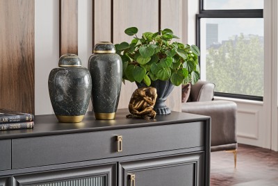 Decoratiune din portelan, Oval Square Big Negru, Ø18xH36 cm