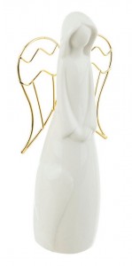 Decoratiune din portelan Simple Angel Small Alb, l8xA5xH17 cm