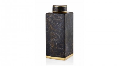 Decoratiune din portelan, Venera Home 07 Cube Big Negru / Auriu, l15xA15xH38 cm