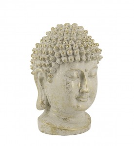 Decoratiune din rasina, Buddha Head Auriu, L35xl30xH50 cm
