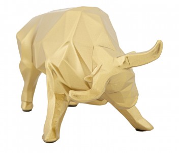 Decoratiune din rasina Bull Auriu, L19,5xl9,9xH10,6 cm
