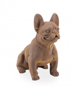 Decoratiune din rasina, Bulldog Sitting Ruginiu, L40xl25xH43 cm