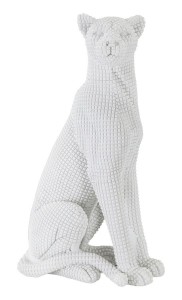 Decoratiune din rasina Leopard Sitting Alb, L15xl10xH27 cm