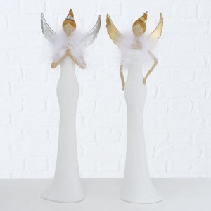 Decoratiune din rasina sintetica Janin Alb / Auriu, Modele Asortate, L13xl6xH40 cm