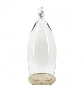 Decoratiune din sticla si lemn de pin, Smith Knot Transparent / Natural, Ø22xH55 cm