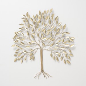 Decoratiune metalica de perete Alana Tree Auriu, l74xA4xH74 cm