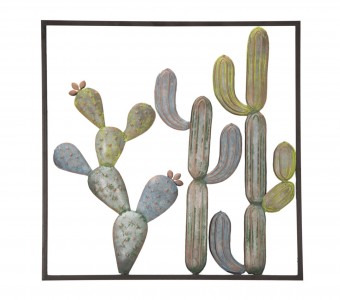 Decoratiune metalica de perete, Cactus C Multicolor, l50xA1,3xH50 cm