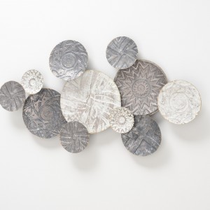 Decoratiune metalica de perete Caritan Gri / Bej, l110xA7xH60 cm