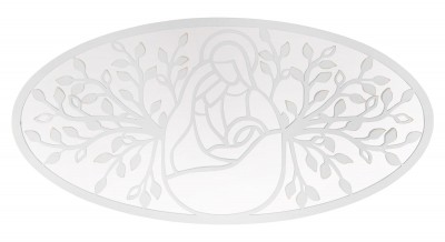 Decoratiune metalica de perete, cu oglinda, Nativity Argintiu, l120xA2xH60 cm