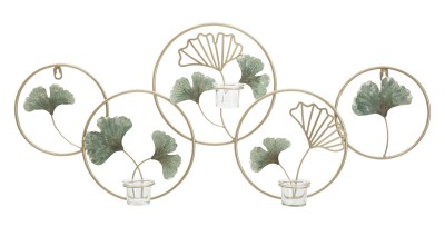 Decoratiune metalica de perete, cu suport lumanari, Greenery Multicolor, l80xA7,5xH35,5 cm