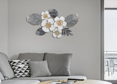 Decoratiune metalica de perete, Flot B Multicolor, l66xA5xH39 cm