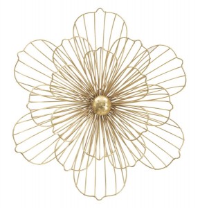 Decoratiune metalica de perete Flowery Stick Auriu, l50xA8xH47 cm
