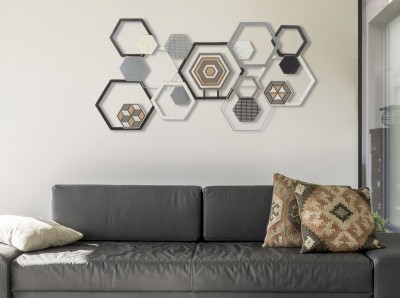 Decoratiune metalica de perete Geot Multicolor, l135xA5xH67,5 cm