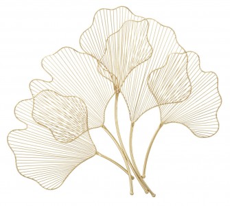 Decoratiune metalica de perete, Glam Leaf Small Auriu, l69xA5xH62 cm