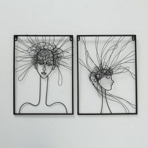 Decoratiune metalica de perete Hairy Negru, Modele Asortate, l30xA1xH40 cm