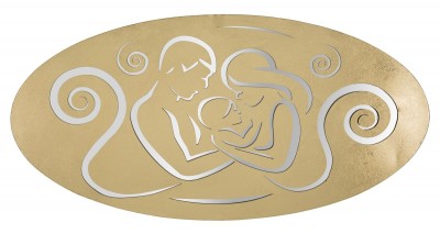 Decoratiune metalica de perete, Happy Family Auriu, l120xA2xH60 cm