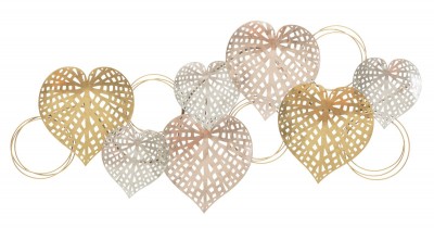 Decoratiune metalica de perete, Hearts Multicolor, l91xA2,5xH39,5 cm