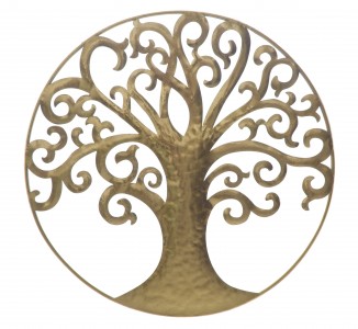 Decoratiune metalica de perete Life Tree Glam Auriu, Ø70 cm