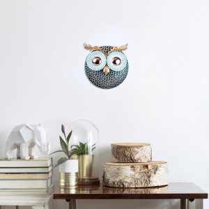 Decoratiune metalica de perete, Owl 3 Multicolor, l19xA1,5xH19 cm