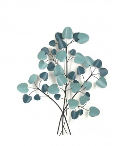 Decoratiune metalica de perete Plant Petrol / Verde Mint, l68xA4xH78 cm