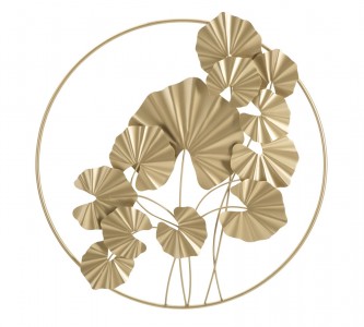 Decoratiune metalica de perete, Round Leaf Auriu, l59xA3,9xH62,75 cm