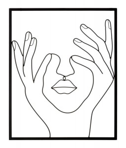 Decoratiune metalica de perete, Simply Face Negru, l50,5xA1,3xH61 cm