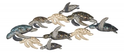 Decoratiune metalica de perete Turtles Multicolor, l105xA7,5xH48,5 cm