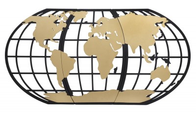 Decoratiune metalica de perete, World Wide Panel Negru / Auriu, l133xA3,5xH70 cm