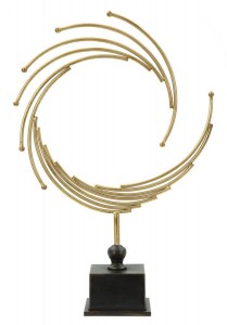 Decoratiune metalica Glam Round Auriu / Negru, l36xA11xH54 cm