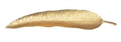 Platou decorativ metalic Long Leaf Auriu, L59xl16xH5 cm