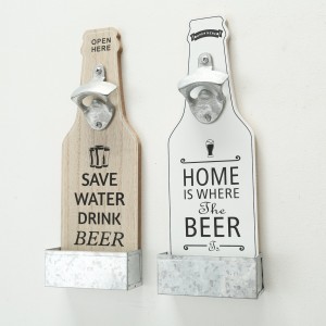 Set 2 decoratiuni suspendabile din MDF, Larry Natural / Alb, Modele Asortate, L10xl4xH30 cm