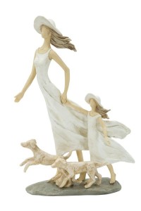 Decoratiune din rasina Woman and daughter Natural, l20xA7,5xH30 cm