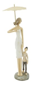 Decoratiune din rasina Woman and son Natural, l12,5xA9,8xH28,5 cm