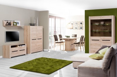 Set de mobila living din pal, 4 piese Desjo Stejar San Remo